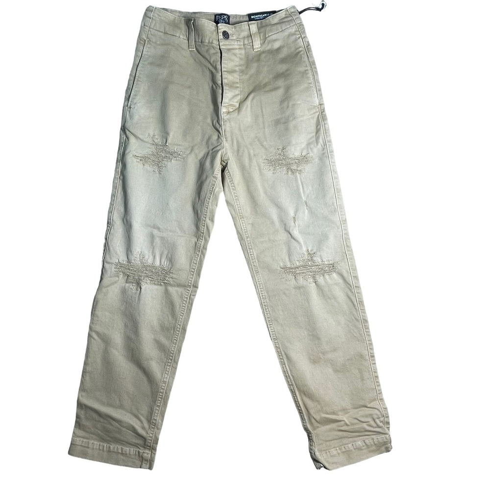 PRPS Women Khaki MONTE CARLO Distressed Capri‎ Buttonfly Chino Pants Size 25